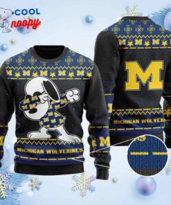 Snoopy Dabbing Knitted Ugly Christmas Sweater for the Wolverines
