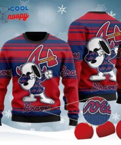 Snoopy Love Braves For Baseball Fans Knitted Ugly Christmas Sweater