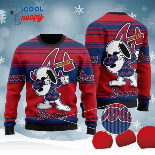 Snoopy Love Braves For Baseball Fans Knitted Ugly Christmas Sweater