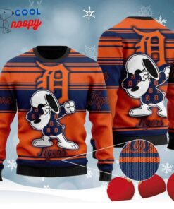 Snoopy Love Detroit For Baseball Fans Knitted Ugly Christmas Sweater