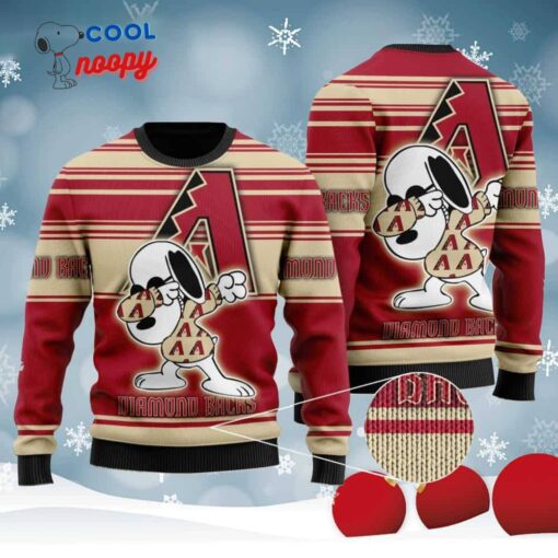 Snoopy Love Diamondbacks For Baseball Fans Knitted Ugly Christmas Sweater