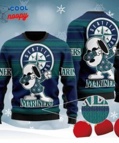 Snoopy Love Mariners For Baseball Fans Knitted Ugly Christmas Sweater