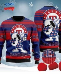 Snoopy Love Rangers For Baseball Fans Knitted Ugly Christmas Sweater