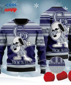 Snoopy Love Rockies For Baseball Fans Knitted Ugly Christmas Sweater