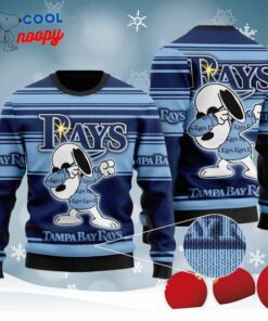 Snoopy Love Tampa Bay For Baseball Fans Knitted Ugly Christmas Sweater