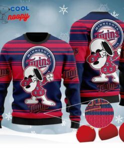 Snoopy Love Twins For Baseball Fans Knitted Ugly Christmas Sweater