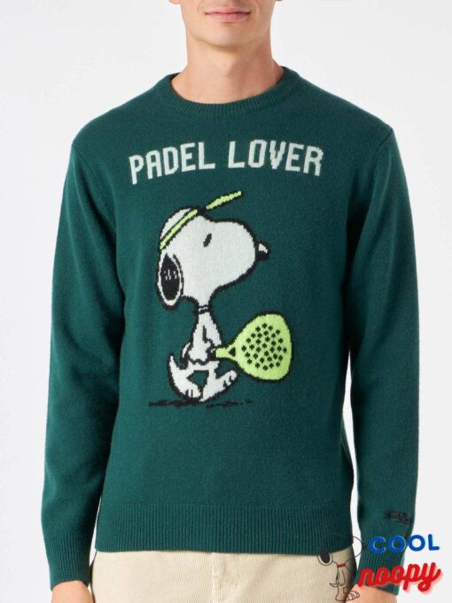 Stay cool with a lightweight Snoopy jacquard print sweater for men