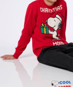 Women's crewneck black sweater featuring Snoopy and Woodstock print