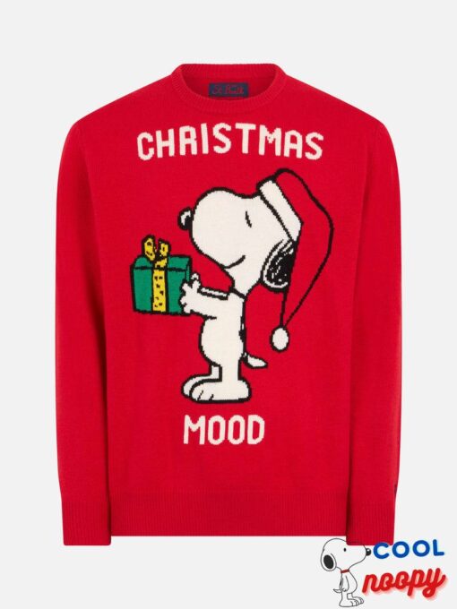 Stay stylish with a women's crewneck black sweater featuring Snoopy and Woodstock print and rhinestones