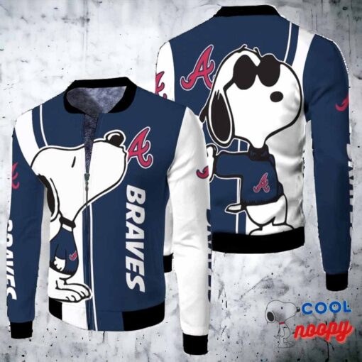 Atlanta Braves Snoopy Lover 3D Printed Fleece Bomber Jacket 1