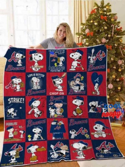Atlanta Braves Snoopy Strike Quilt Blanket 1