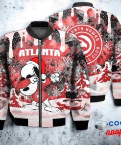 Atlanta Hawks Snoopy Dabbing The Peanuts Christmas Bomber Jacket 1