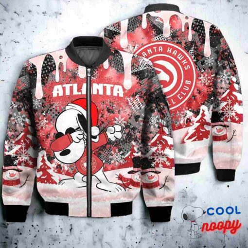 Atlanta Hawks Snoopy Dabbing The Peanuts Christmas Bomber Jacket 1