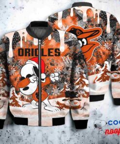 Baltimore Orioles Snoopy Dabbing The Peanuts Christmas Bomber Jacket 1