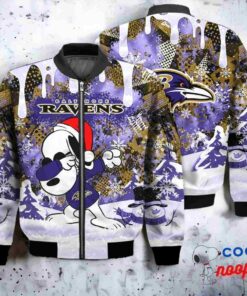 Baltimore Ravens Snoopy Dabbing The Peanuts Christmas Bomber Jacket 1