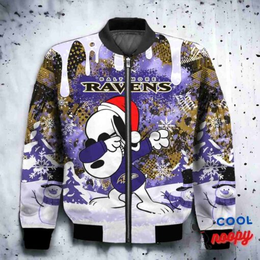 Baltimore Ravens Snoopy Dabbing The Peanuts Christmas Bomber Jacket 2