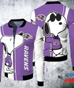 Baltimore Ravens Snoopy Lover 3D Printed Fleece Bomber Jacket 1