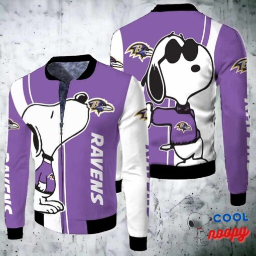 Baltimore Ravens Snoopy Lover 3D Printed Fleece Bomber Jacket 1
