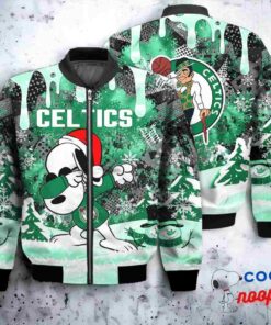 Boston Celtics Snoopy Dabbing The Peanuts Christmas Bomber Jacket 1