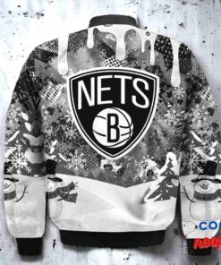 Brooklyn Nets Snoopy Dabbing The Peanuts Christmas Bomber Jacket 3