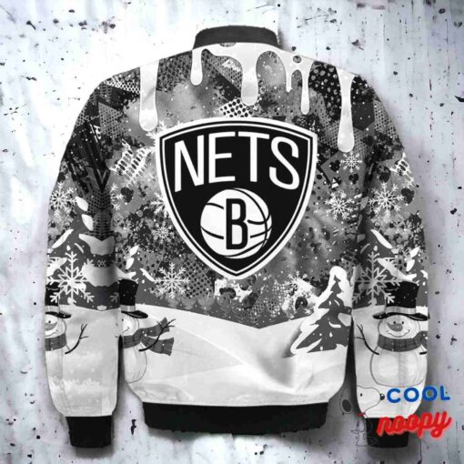 Brooklyn Nets Snoopy Dabbing The Peanuts Christmas Bomber Jacket 3