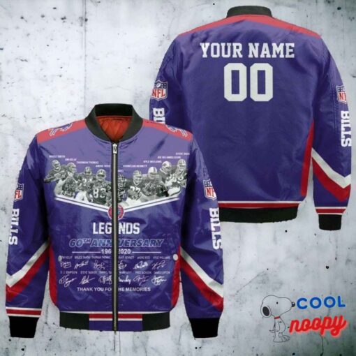 Buffalo Bills Legends Sign 60th Anniversary Afc West Champions Snoopy Personalized Bomber Jacket 1