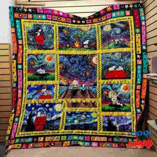 Charlie Brown And Snoopy Woodstock Quilt Blanket 1