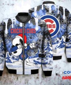 Chicago Cubs Snoopy Dabbing The Peanuts Christmas Bomber Jacket 1