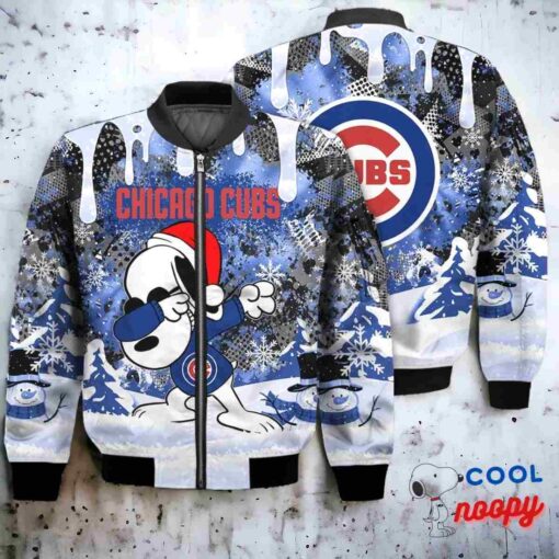 Chicago Cubs Snoopy Dabbing The Peanuts Christmas Bomber Jacket 1