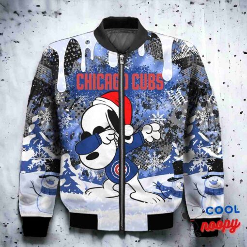 Chicago Cubs Snoopy Dabbing The Peanuts Christmas Bomber Jacket 2