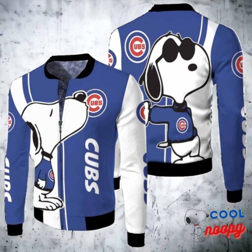 Chicago Cubs Snoopy Lover 3D Printed Fleece Bomber Jacket 1