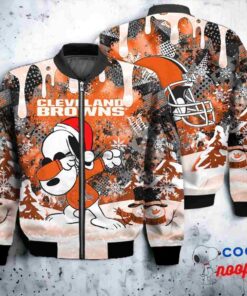 Cleveland Browns Snoopy Dabbing The Peanuts Christmas Bomber Jacket 1