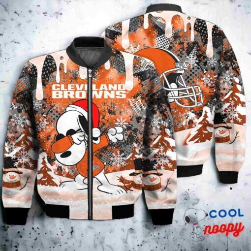 Cleveland Browns Snoopy Dabbing The Peanuts Christmas Bomber Jacket 1
