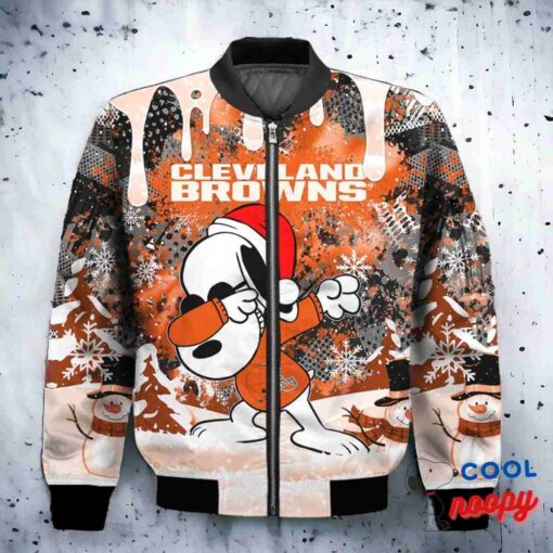 Cleveland Browns Snoopy Dabbing The Peanuts Christmas Bomber Jacket 2