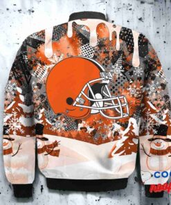 Cleveland Browns Snoopy Dabbing The Peanuts Christmas Bomber Jacket 3