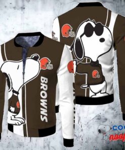 Cleveland Browns Snoopy Lover 3D Printed Fleece Bomber Jacket 1