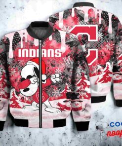 Cleveland Indians Snoopy Dabbing The Peanuts Christmas Bomber Jacket 1