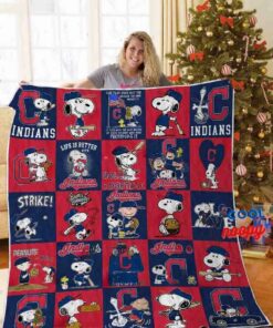 Cleveland Indians Snoopy Disney Quilt Blanket 1