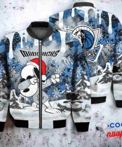 Dallas Mavericks Snoopy Dabbing The Peanuts Christmas Bomber Jacket 1