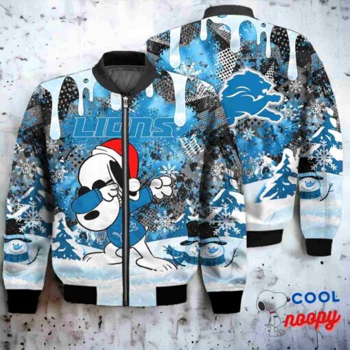 Detroit Lions Snoopy Dabbing The Peanuts Christmas Bomber Jacket 1