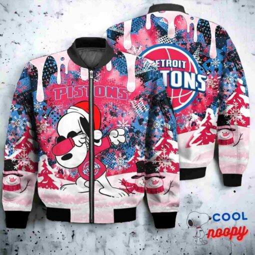 Detroit Pistons Snoopy Dabbing The Peanuts Christmas Bomber Jacket 1