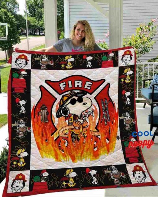 Firefighter Snoopy Quilt Blanket 1