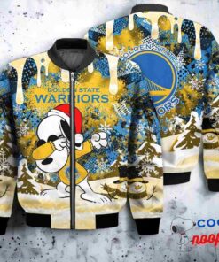 Golden State Warriors Snoopy Dabbing The Peanuts Christmas Bomber Jacket 1