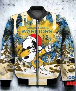 Golden State Warriors Snoopy Dabbing The Peanuts Christmas Bomber Jacket 2
