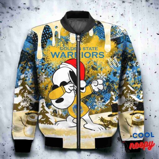 Golden State Warriors Snoopy Dabbing The Peanuts Christmas Bomber Jacket 2