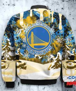 Golden State Warriors Snoopy Dabbing The Peanuts Christmas Bomber Jacket 3