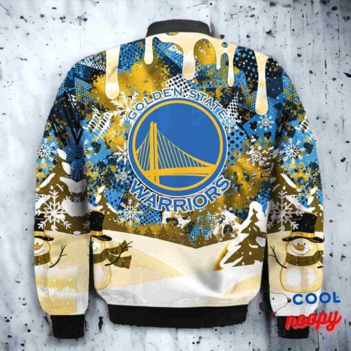 Golden State Warriors Snoopy Dabbing The Peanuts Christmas Bomber Jacket 3