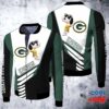 Green Bay Packers Snoopy 3D Jersey Fleece Bomber Jacket 1