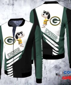 Green Bay Packers Snoopy 3D Jersey Fleece Bomber Jacket 1
