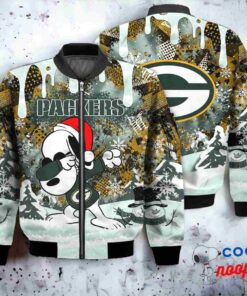 Green Bay Packers Snoopy Dabbing The Peanuts Christmas Bomber Jacket 1